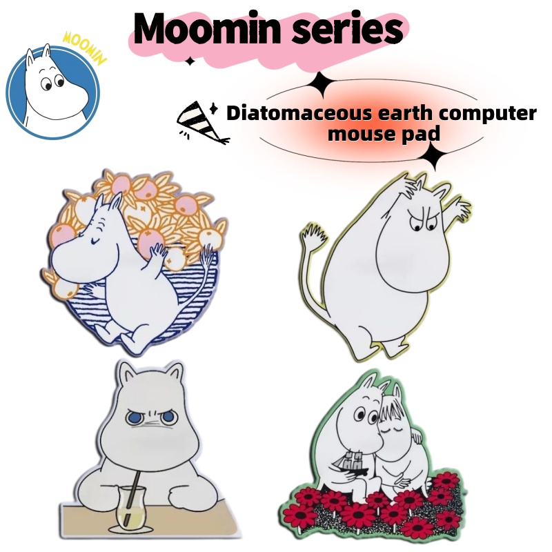 Laptop Editing Accessories - Niedliches Nilpferd-Moomin-Cartoon-Mauspad aus Diatomeenerde, wasserdicht, rutschfest,