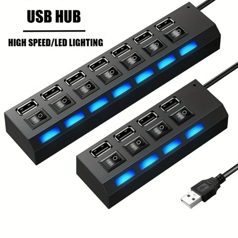 Laptop Accessories For Programmers - USB 2.0 Hub 4/7 Port Splitter