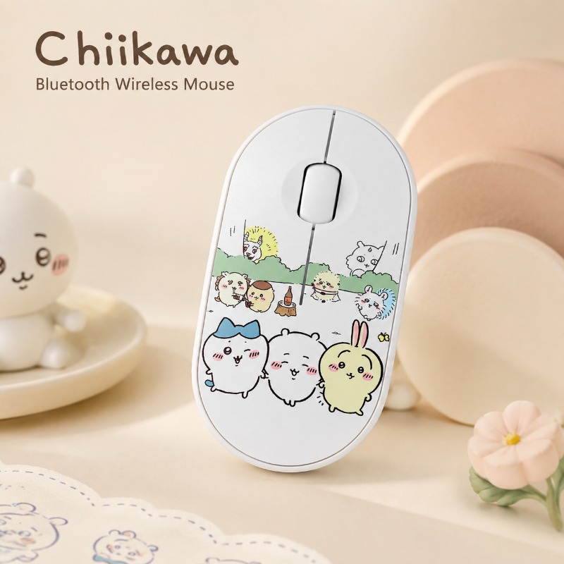 Laptop Editing Accessories - Niedliche Chiikawa Bluetooth-Funkmaus, Dual-Modus, geräuschlos, tragbare