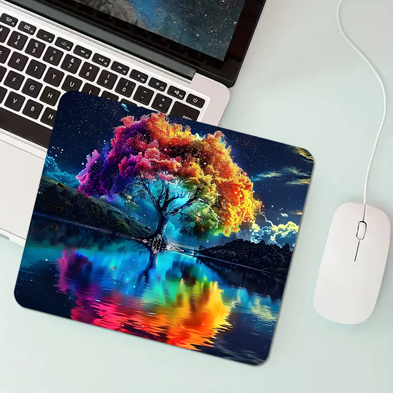 Laptop Accessories Officeworks - Bunter magischer Baum, kleines Mauspad, Gummi,