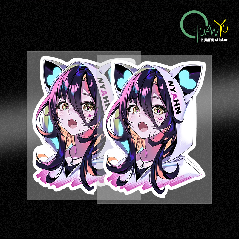 Laptop Accessories Girly - Zukünftiger Stil, niedliche Anime-Mädchen-Kopf-Wandaufkleber, coole bunte