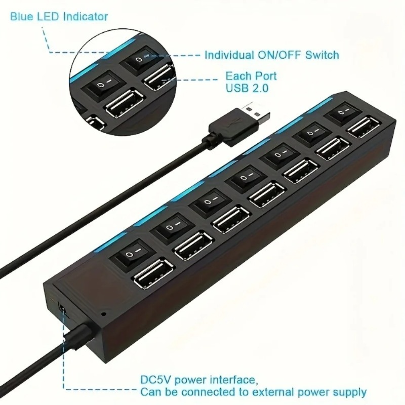 USB 2.0 Hub 4/7 Port Splitter  – Laptop Accessories For Programmers Bewertung und Preis