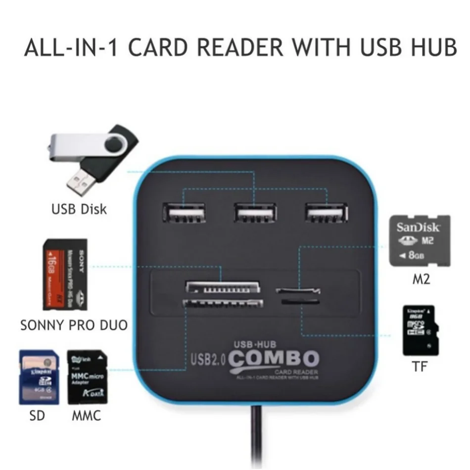 3 Ports USB 2.0 Hub Combo USB  – Laptop Accessories All In One Bewertung und Preis